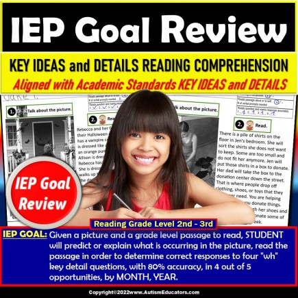 Reading Comprehension Passages with WH Questions for IEP Goal Review | Autism
